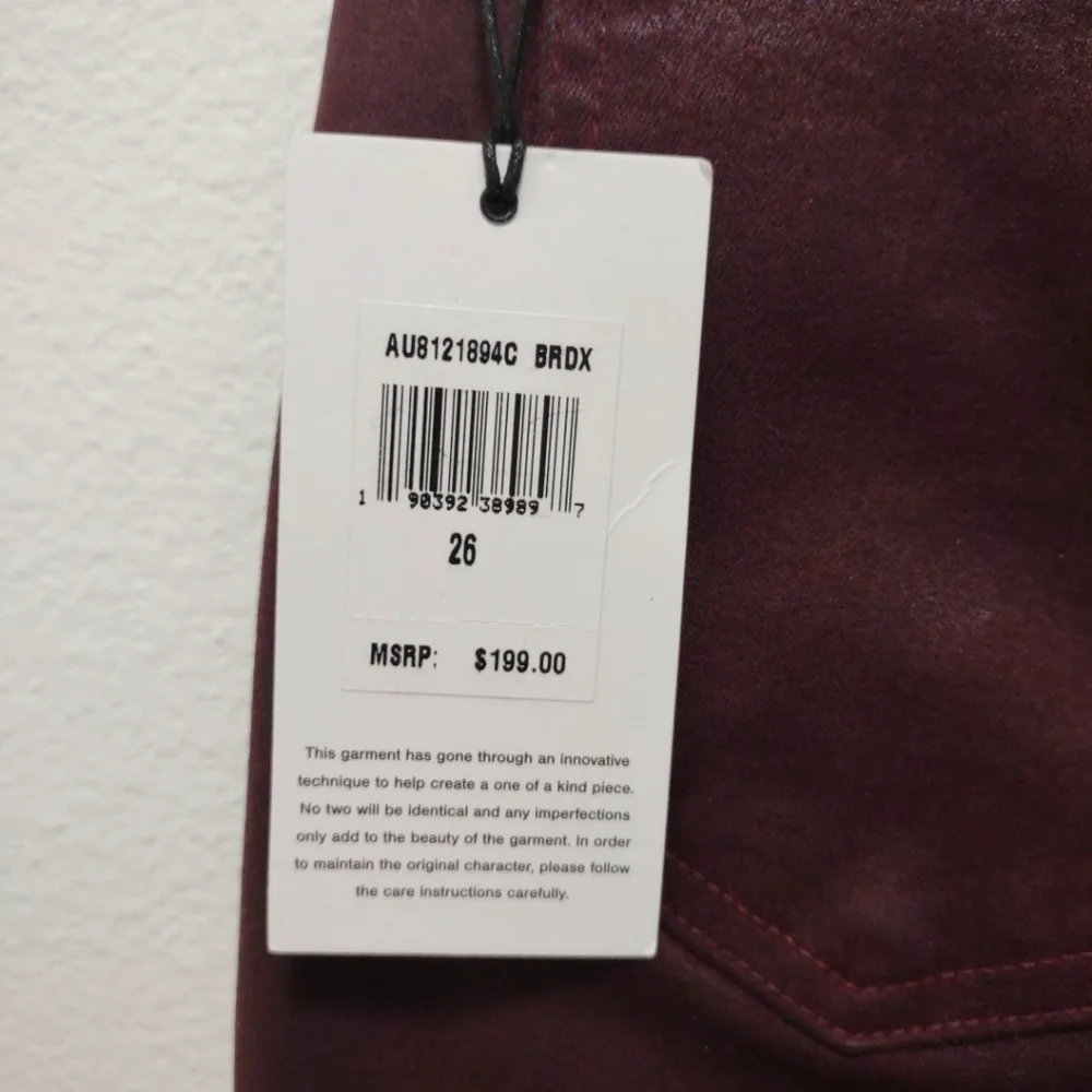 7 For All Mankind Super Skinny Jean in a Bordeaux Coated Material NEW 26